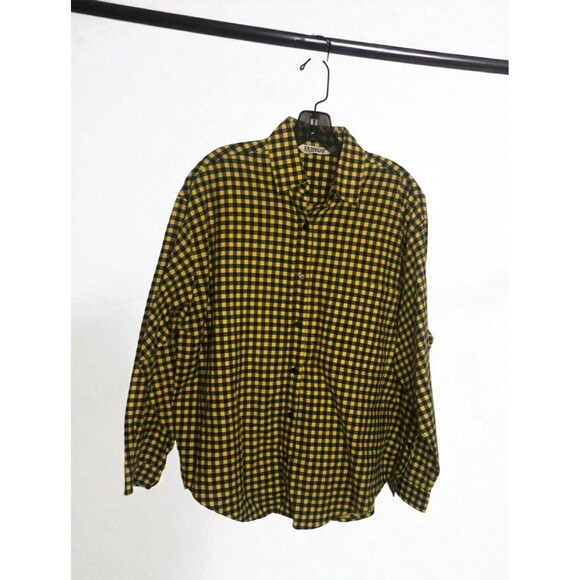 Indygo Kenar Tops - Vintage Indygo Kenar Yellow and Black Flannel Shirt Womens Free Size 100% Cotton